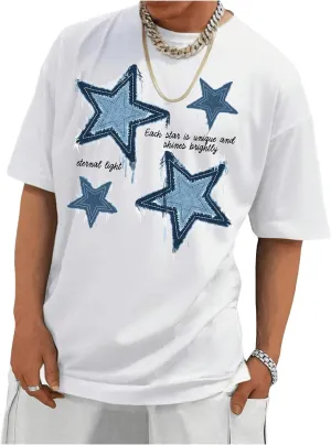 SOLY HUX Oversized T Shirts for Men Short Sleeve Y2K Baggy Tees Graphic Print Summer Shirt Tops
