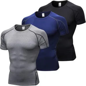 SPVISE Men's Compression Shirts Short Sleeve Workout Gym T-Shirt Running Tops Cool Dry Sports Base Layer Athletic Undershirts