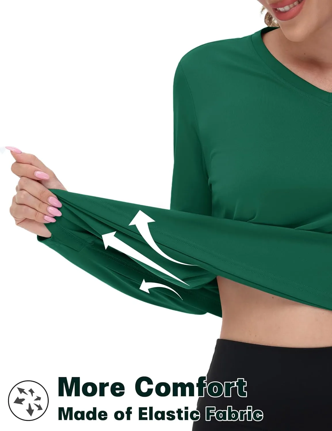TACVASEN Women's Long Sleeve V Neck Workout Tops UPF 50  Sun Protection Quick Dry Lightweight Hiking Running T-Shirts