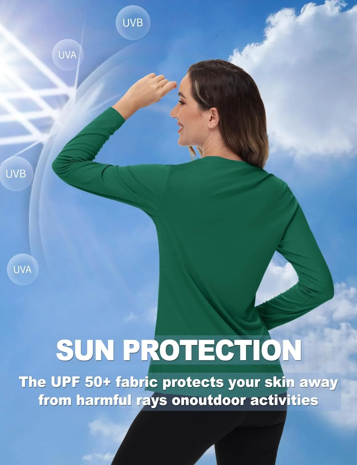 TACVASEN Women's Long Sleeve V Neck Workout Tops UPF 50  Sun Protection Quick Dry Lightweight Hiking Running T-Shirts