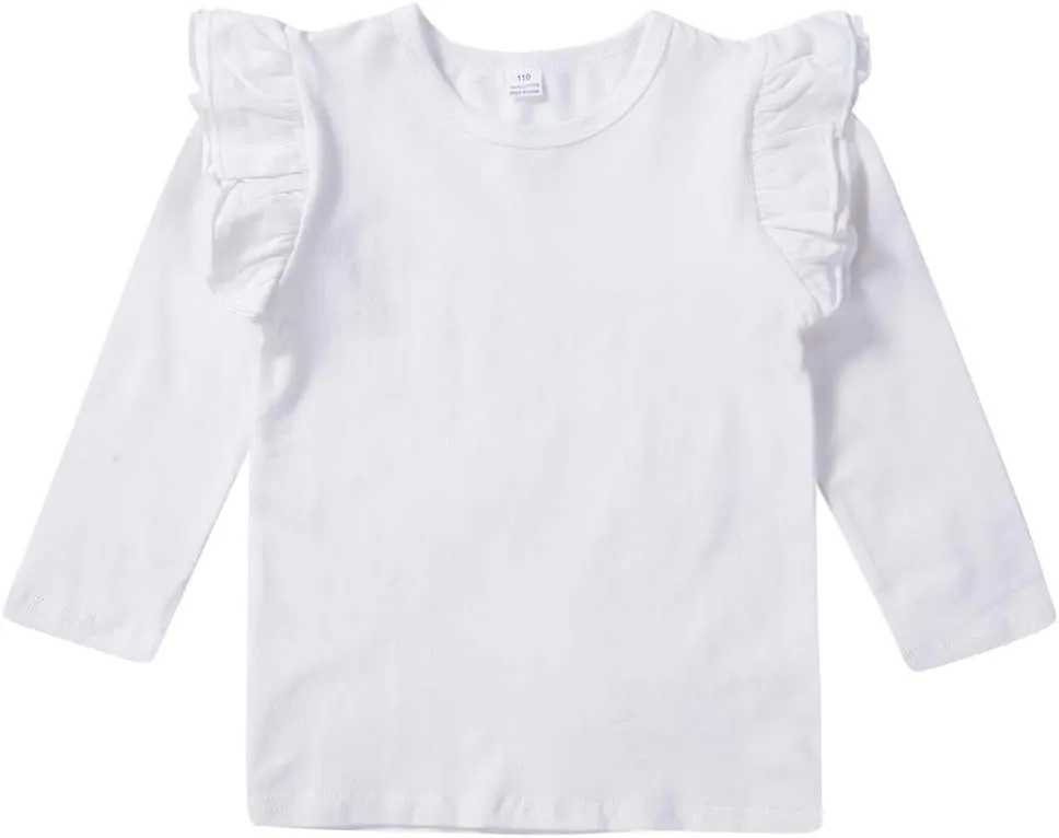 Toddler Baby Boy Girl Basic Solid Plain Organic Cotton T Shirts Tops Long Sleeve Tee Shirt Girls Clothes
