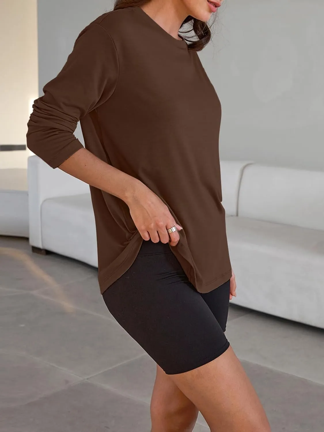 Trendy Queen Womens Oversized Long Sleeve T Shirts 2025 Basic Crewneck Tee Fall Tops Casual Workout Y2K Clothes