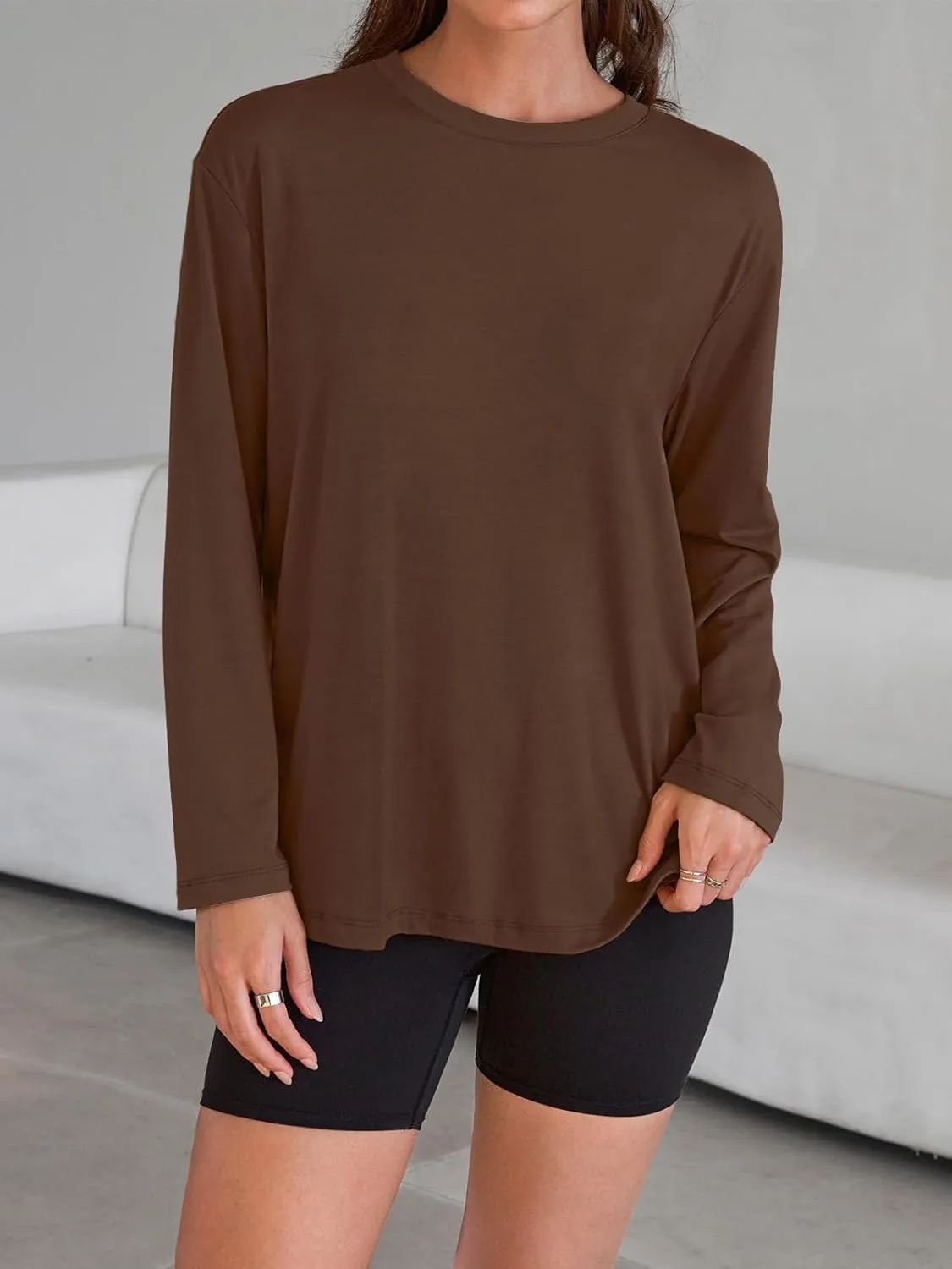 Trendy Queen Womens Oversized Long Sleeve T Shirts 2025 Basic Crewneck Tee Fall Tops Casual Workout Y2K Clothes