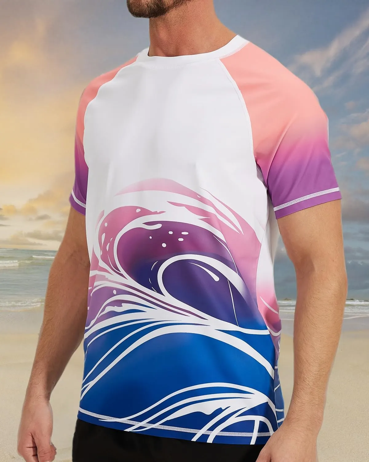 VAYAGER Men's Swim Shirt Short Sleeve UPF 50  Rash Guard Quick Dry Water Beach Sun Protection T Shirts