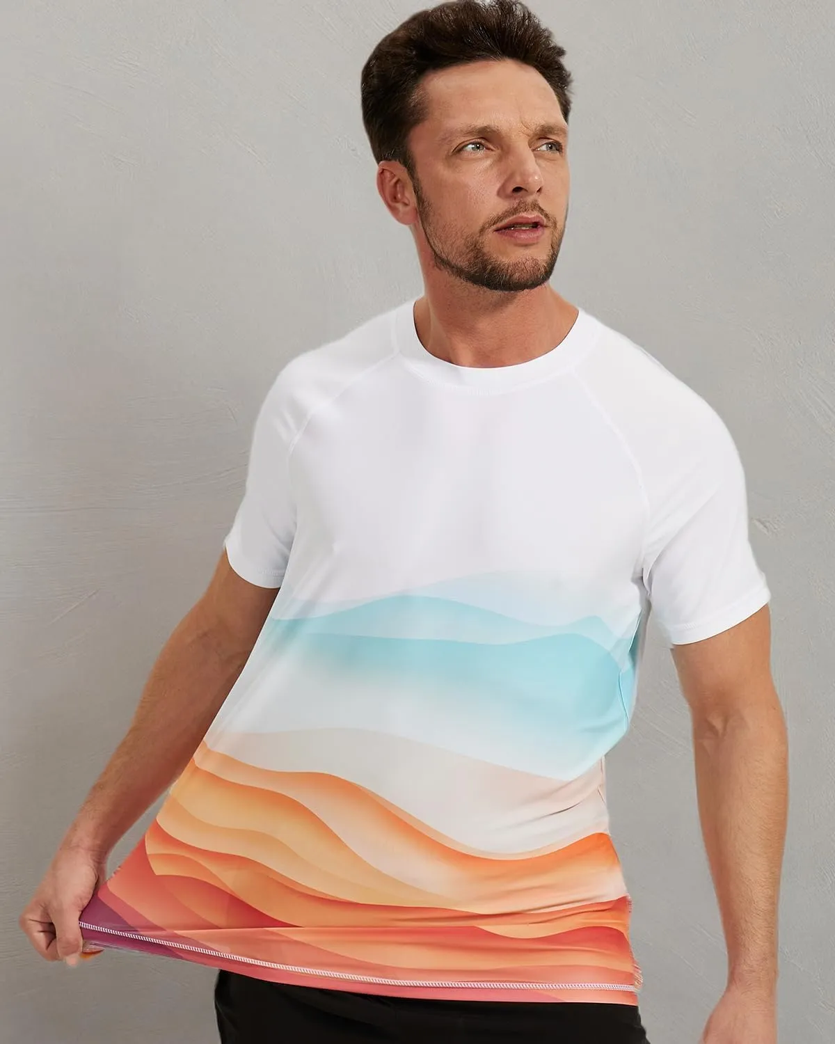 VAYAGER Men's Swim Shirt Short Sleeve UPF 50  Rash Guard Quick Dry Water Beach Sun Protection T Shirts