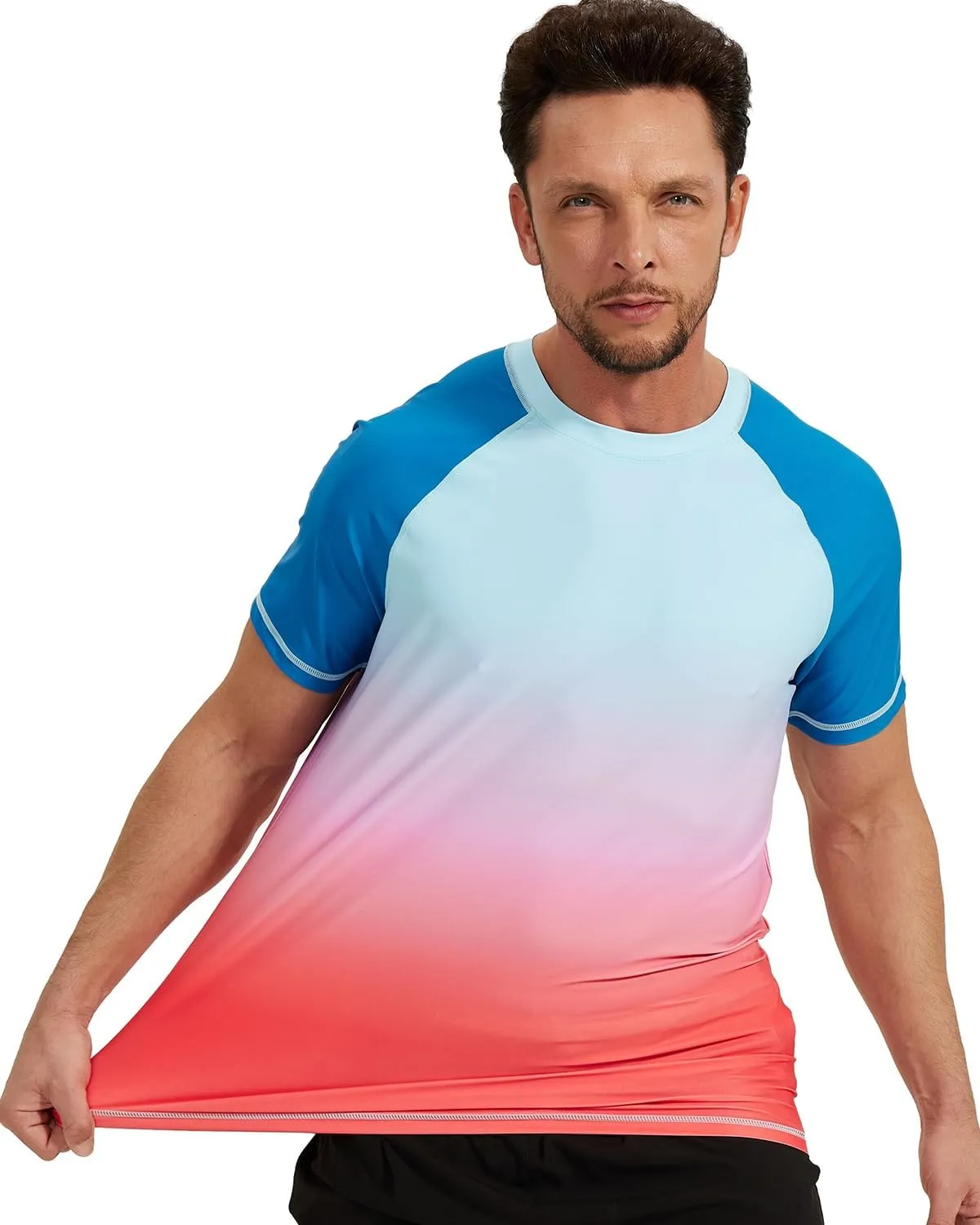 VAYAGER Men's Swim Shirt Short Sleeve UPF 50  Rash Guard Quick Dry Water Beach Sun Protection T Shirts