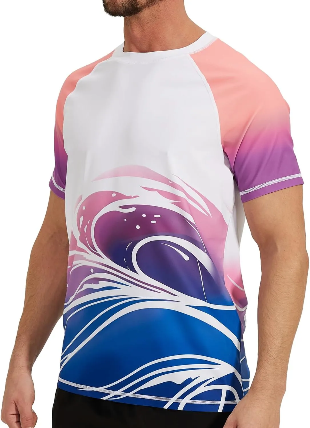 VAYAGER Men's Swim Shirt Short Sleeve UPF 50  Rash Guard Quick Dry Water Beach Sun Protection T Shirts