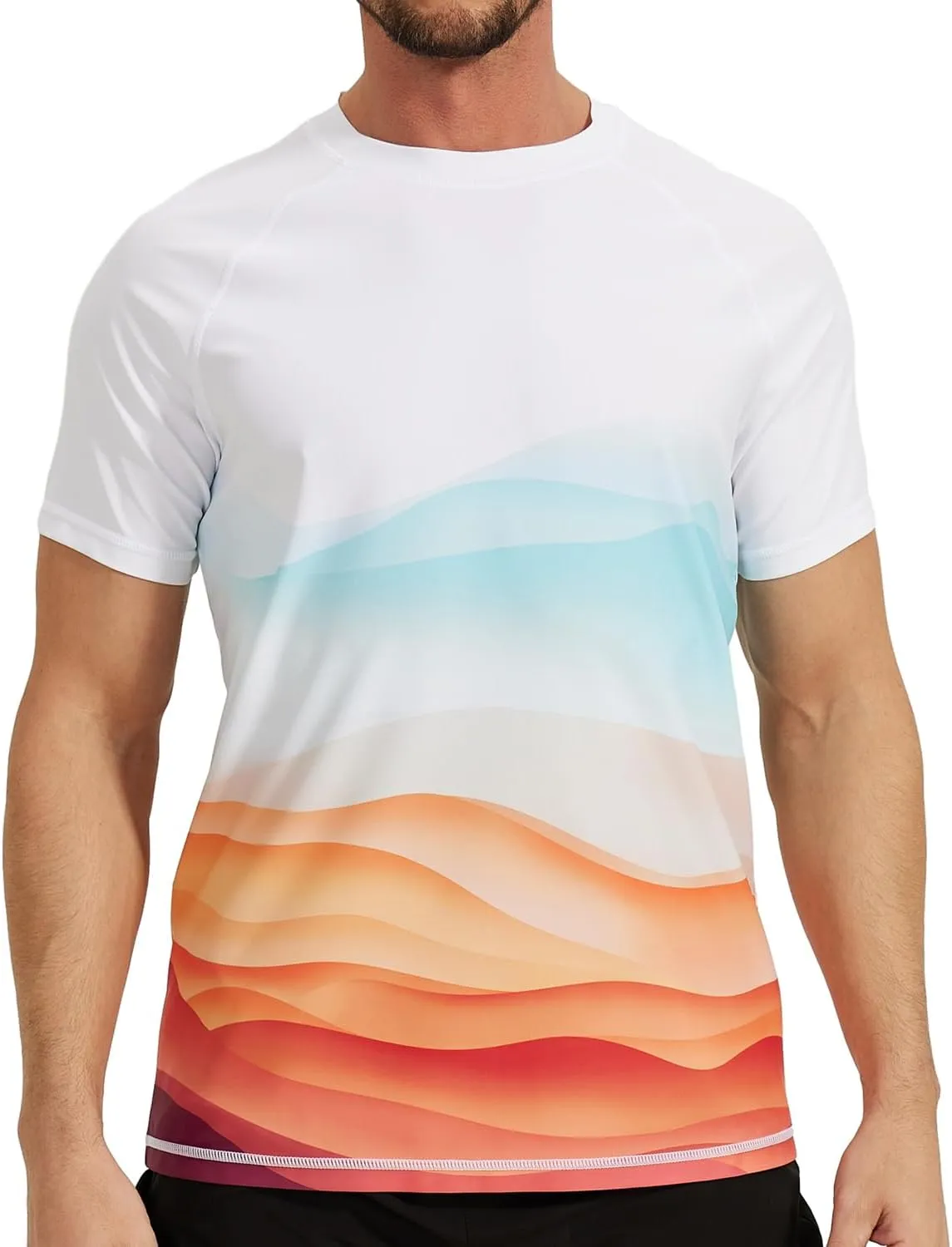 VAYAGER Men's Swim Shirt Short Sleeve UPF 50  Rash Guard Quick Dry Water Beach Sun Protection T Shirts