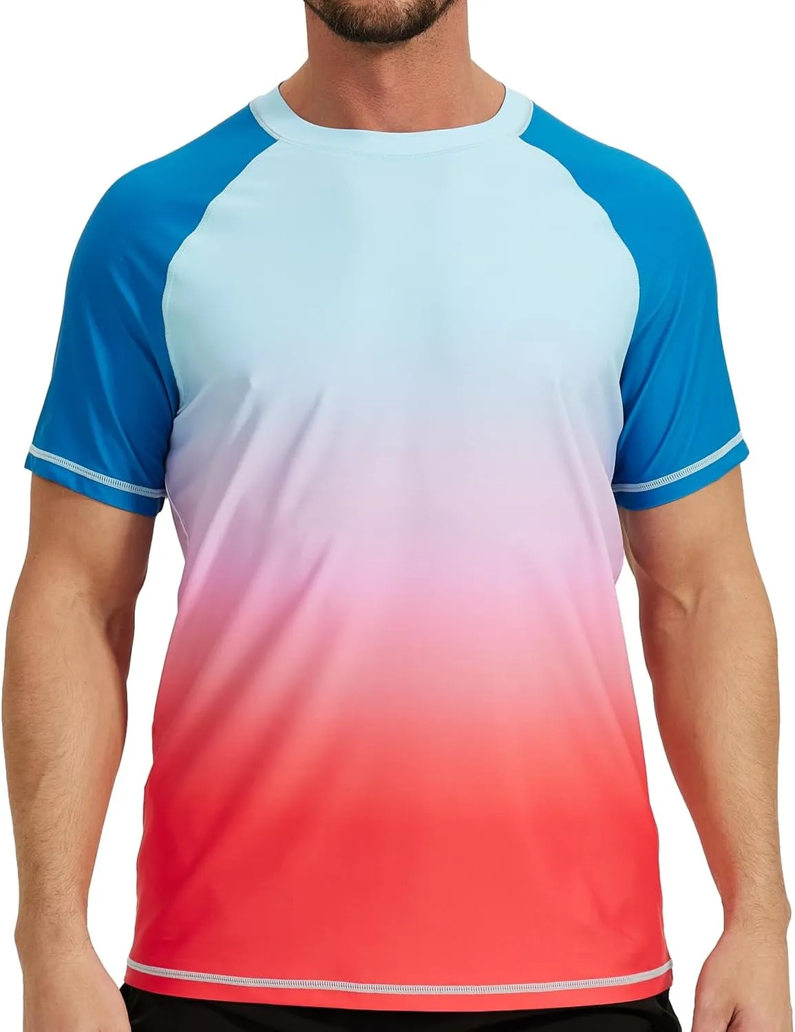 VAYAGER Men's Swim Shirt Short Sleeve UPF 50  Rash Guard Quick Dry Water Beach Sun Protection T Shirts