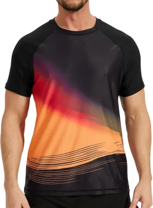 VAYAGER Men's Swim Shirt Short Sleeve UPF 50  Rash Guard Quick Dry Water Beach Sun Protection T Shirts