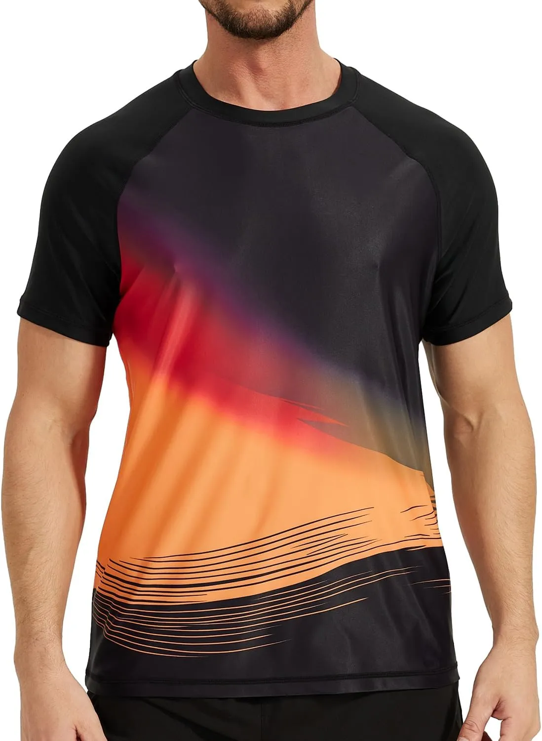 VAYAGER Men's Swim Shirt Short Sleeve UPF 50  Rash Guard Quick Dry Water Beach Sun Protection T Shirts
