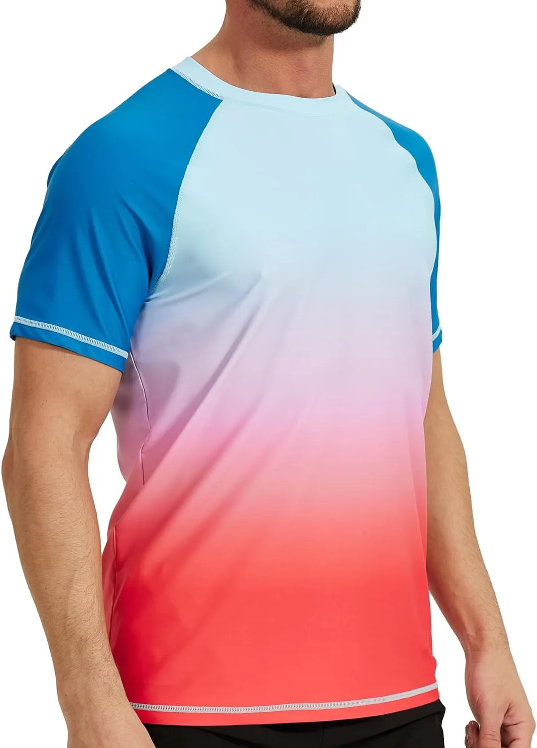 VAYAGER Men's Swim Shirt Short Sleeve UPF 50  Rash Guard Quick Dry Water Beach Sun Protection T Shirts