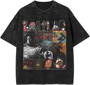 Vintage Oversized T Shirt Summer Leisure Round Neck Short Sleeve Clothes for Mens Womens