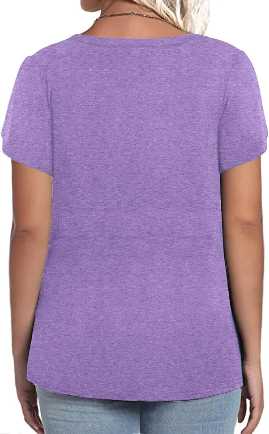 VISLILY Plus-Size-Tops for Women Casual Petal Sleeve T Shirts Summer V Neck Loose Comfy Tee