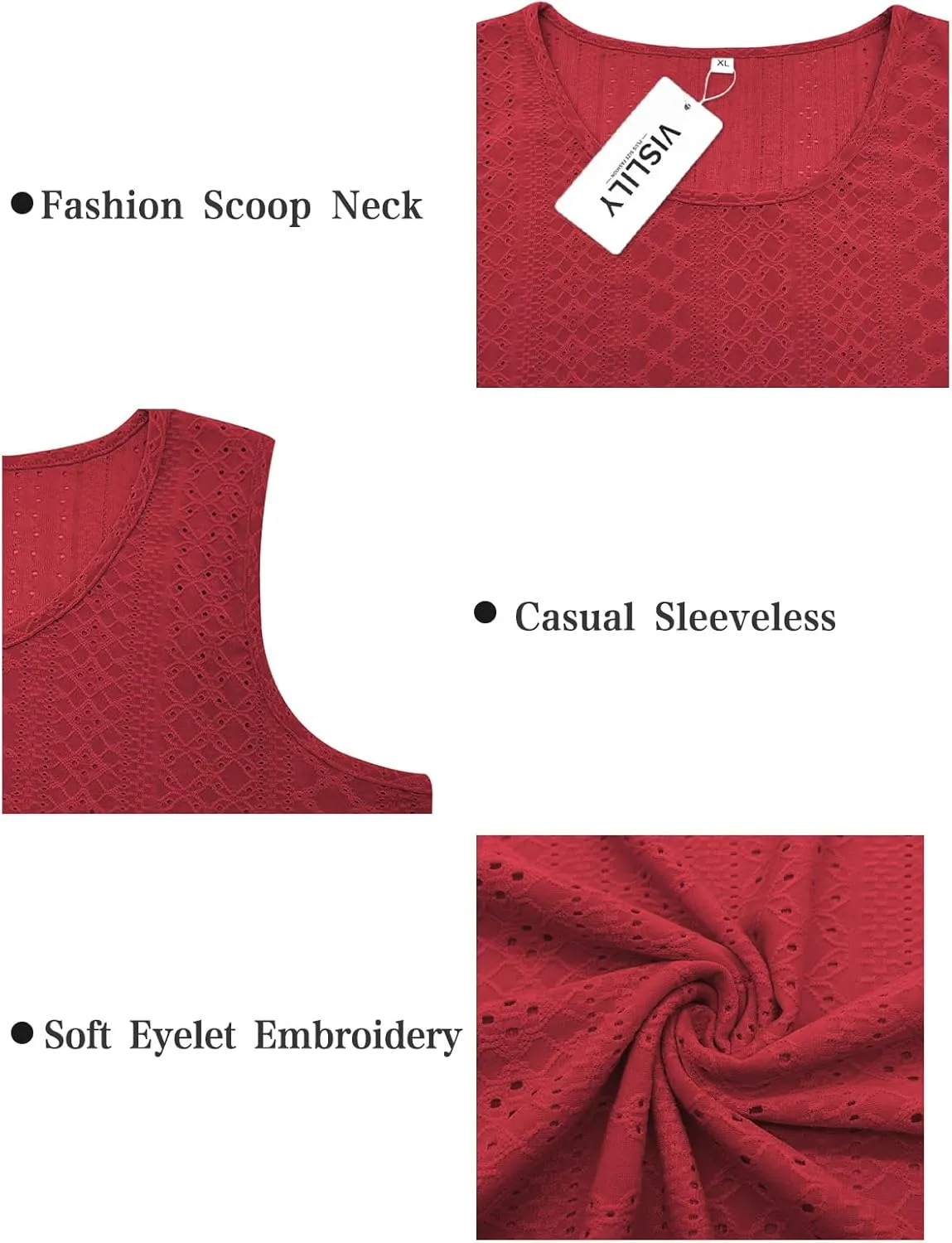 VISLILY Womens-Plus-Size-Summer-Tank-Tops Scoop Neck Camisole Sleeveless T Shirts Flowy Eyelet Embroidery Tunics Tee XL-5XL