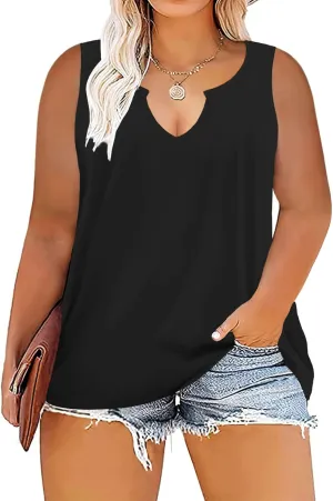 VISLILY Women's-Plus-Size-Tank-Tops Sleeveless Summer V Neck T Shirts Casual Loose Tunics Tee XL-5XL