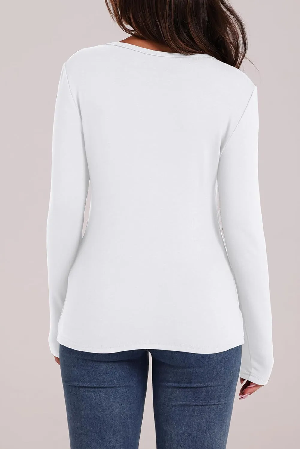 WIHOLL Long Sleeve Thermal Shirt for Women Light Fleece Tops Spring 2025 Crew Neck Casual Basic T-Shirts