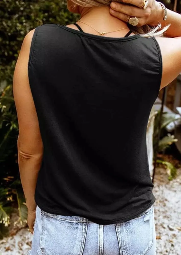 Women Summer Graphic Tank Tops V Neck Retro Country Music Sleeveless Tee Top