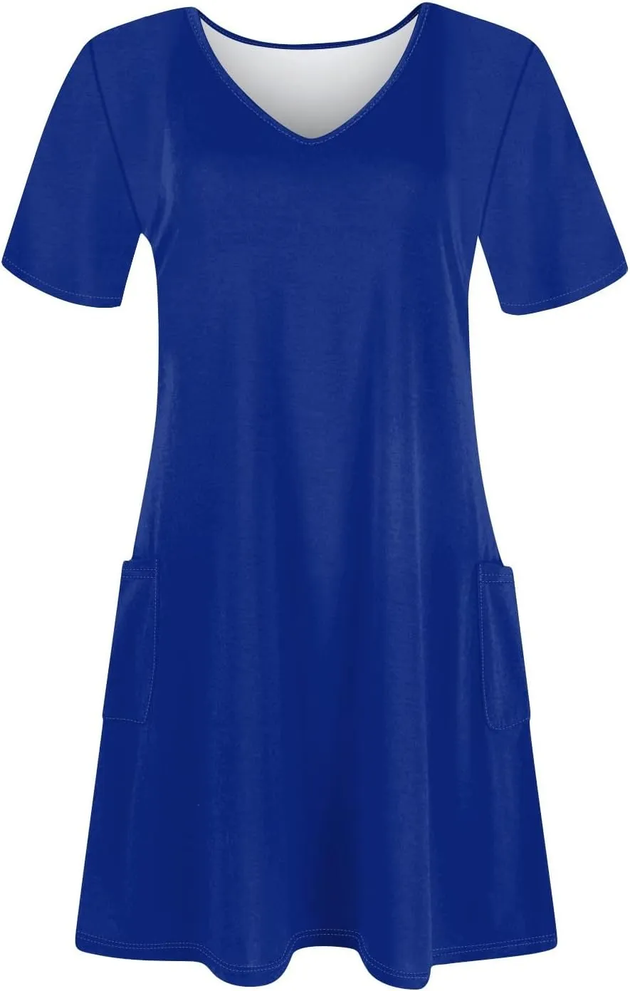 Women's Casual Dreesses 2025 Summer Boho Midi Dress Short Sleeve T Shirts Dress Beach Vacation Swimsuit Coverup