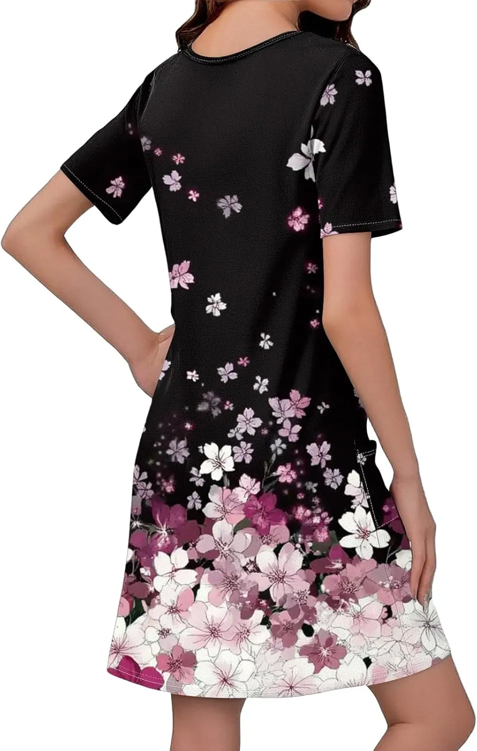 Women's Casual Dreesses 2025 Summer Boho Midi Dress Short Sleeve T Shirts Dress Beach Vacation Swimsuit Coverup