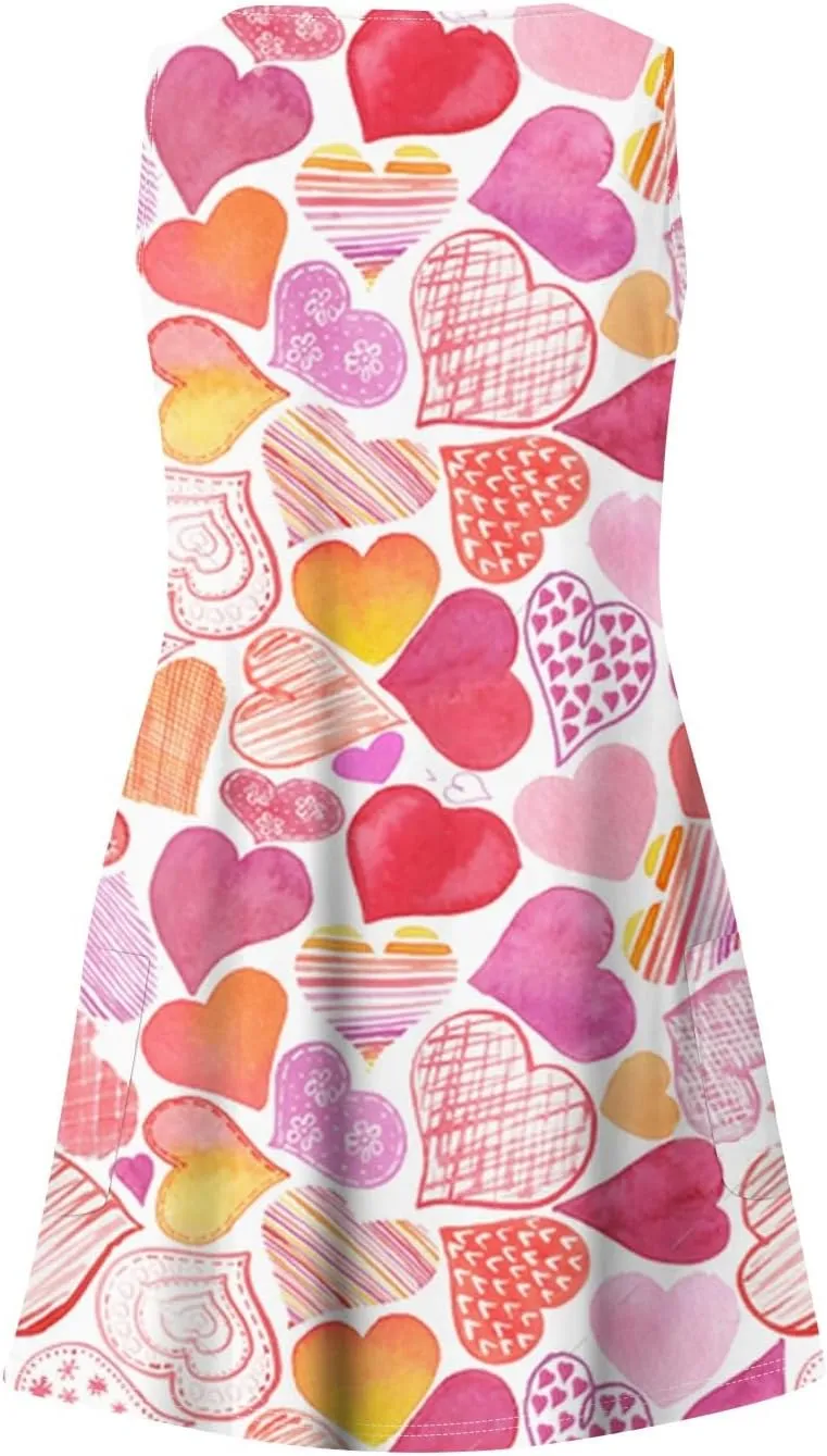 Women's Casual Sundress with Pockets Summer Boho Beach Dress Floral Blouses for Women T-Shirts Dress V Fashion