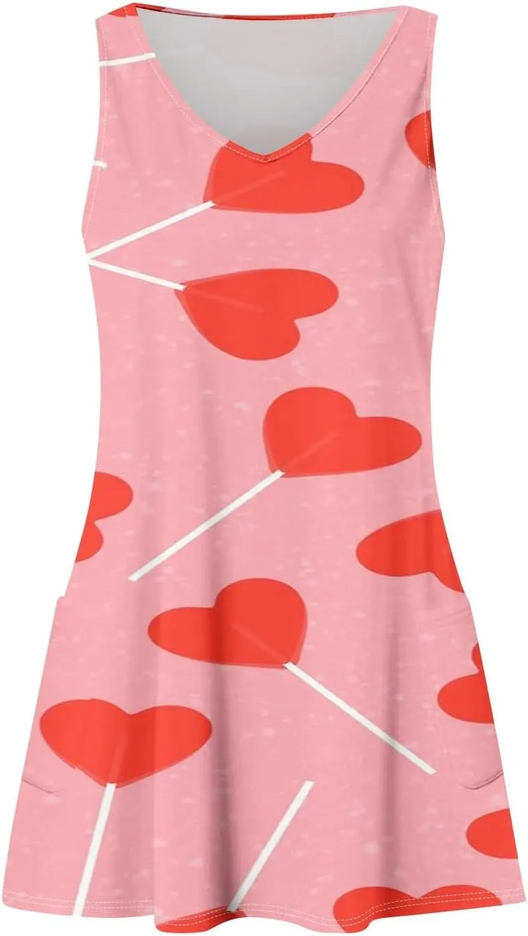 Women's Casual Sundress with Pockets Summer Boho Beach Dress Floral Blouses for Women T-Shirts Dress V Fashion