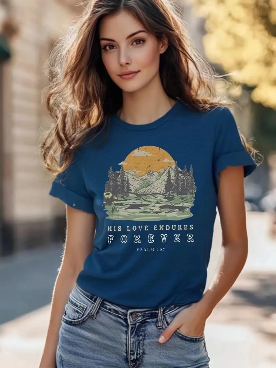 Women's Christian Bible Verse Graphic T Shirts Vintage Jesus Faith Pray Cross Print Tees Crewneck 2 Sided Tops