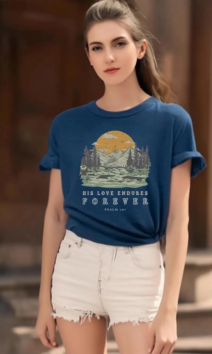 Women's Christian Bible Verse Graphic T Shirts Vintage Jesus Faith Pray Cross Print Tees Crewneck 2 Sided Tops