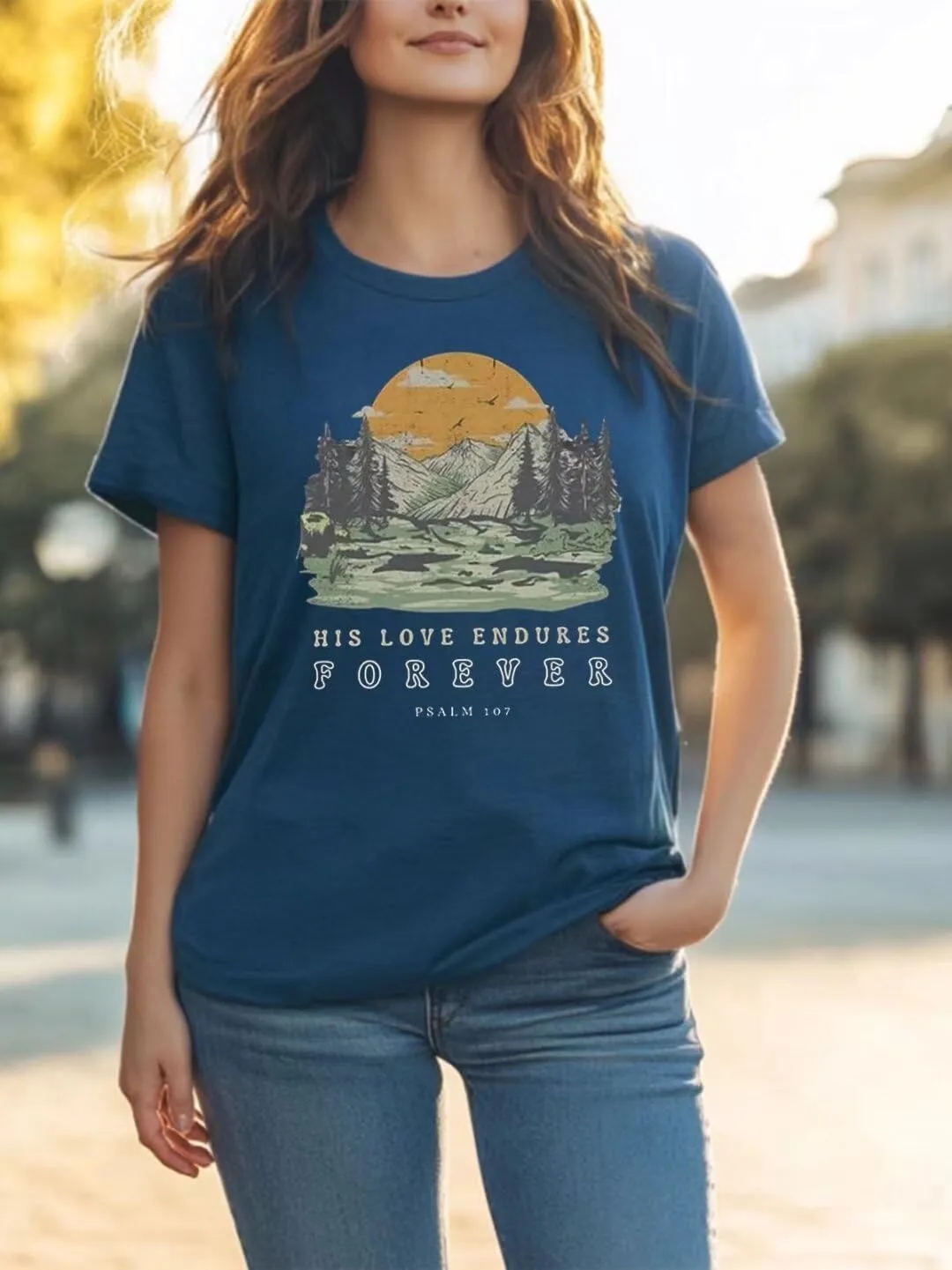 Women's Christian Bible Verse Graphic T Shirts Vintage Jesus Faith Pray Cross Print Tees Crewneck 2 Sided Tops
