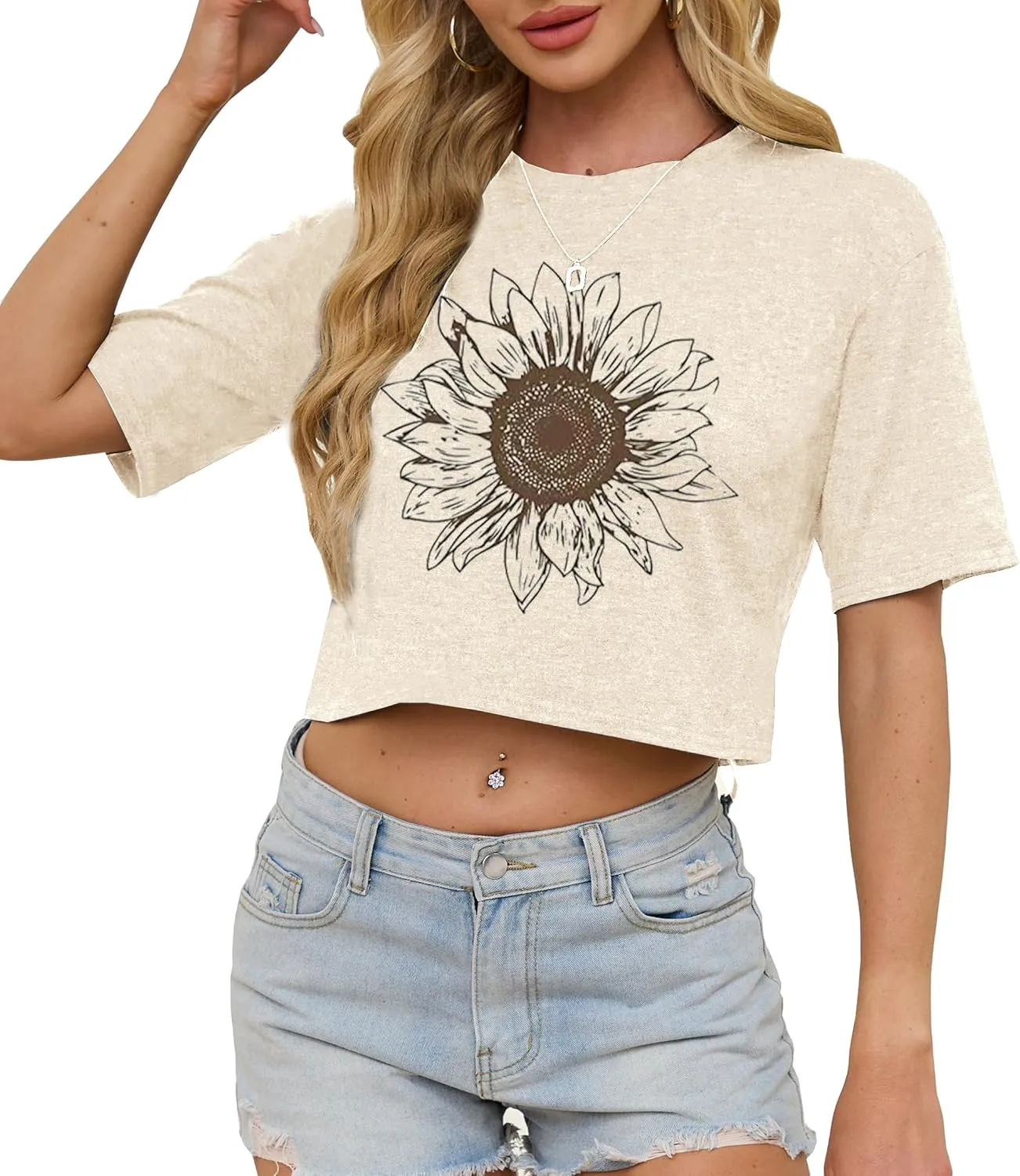 Womens Crop Tops Cute USA Graphic Tees Casual Rock Band Cropped T-Shirts Summer Beach Clothes Teen Girls