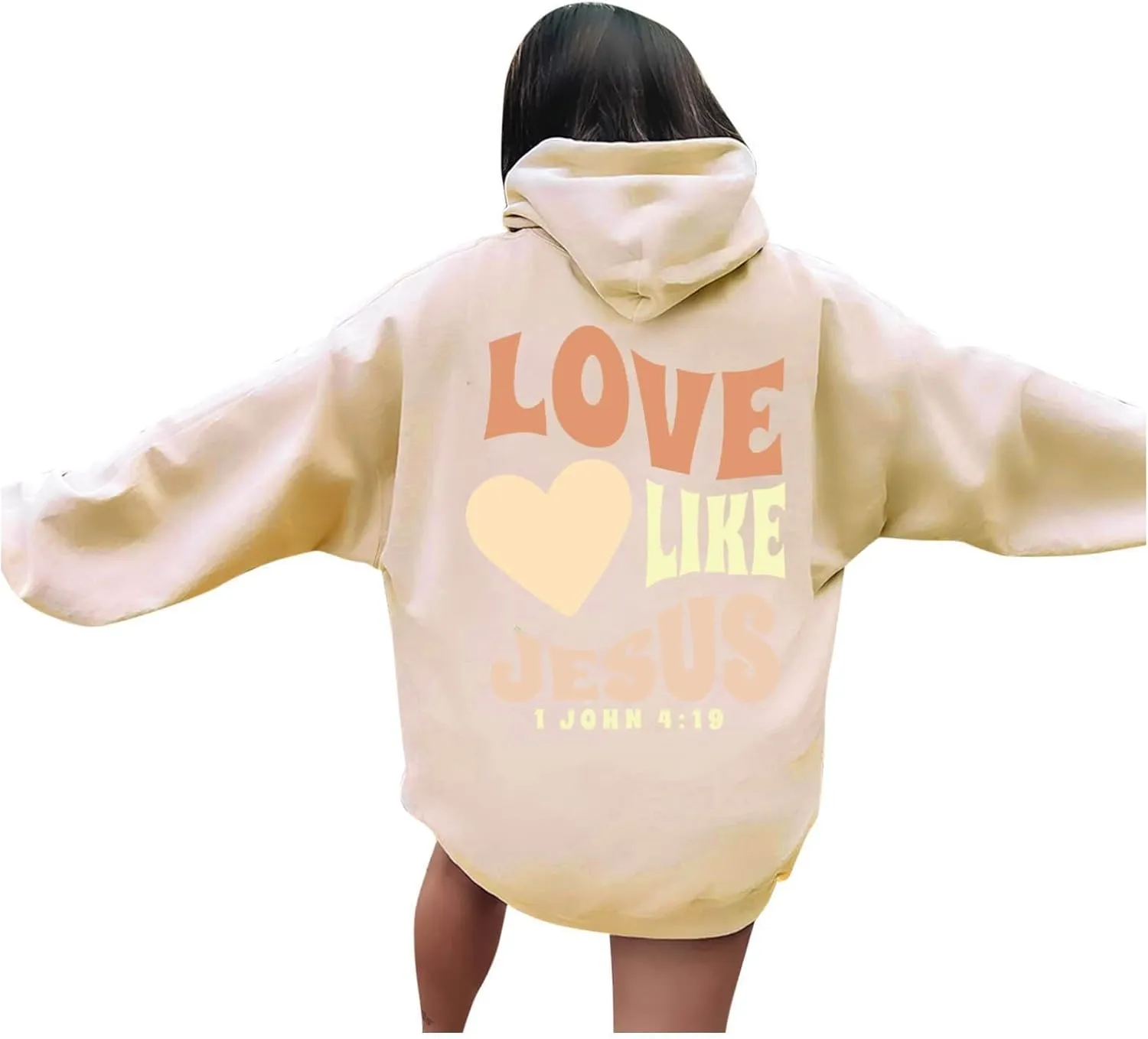 Womens Hoodie Casual Letter Graphic Print Long Sleeve Oversized Sweatshirt Tunic Tops Creweck Loose Tee T Shirts
