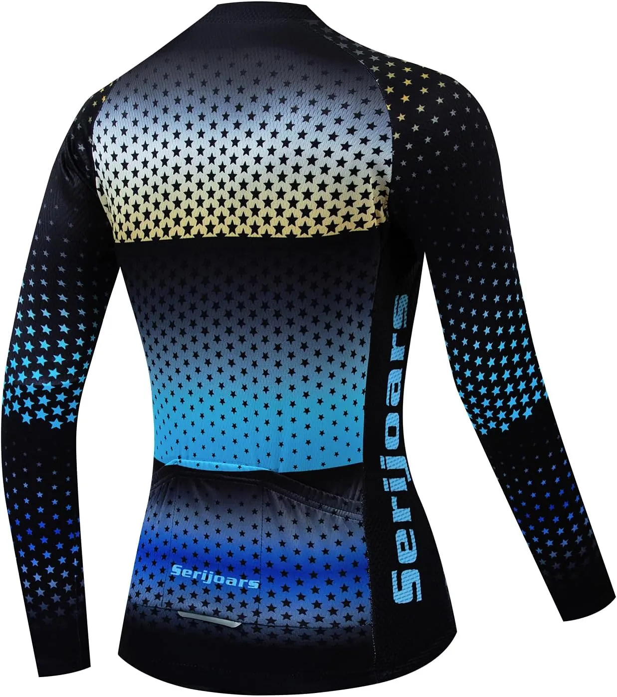 Women's Long Sleeve Cycling Jersey, Quick Dry Bike Top with Reflective Strip, Zipper and Pockets