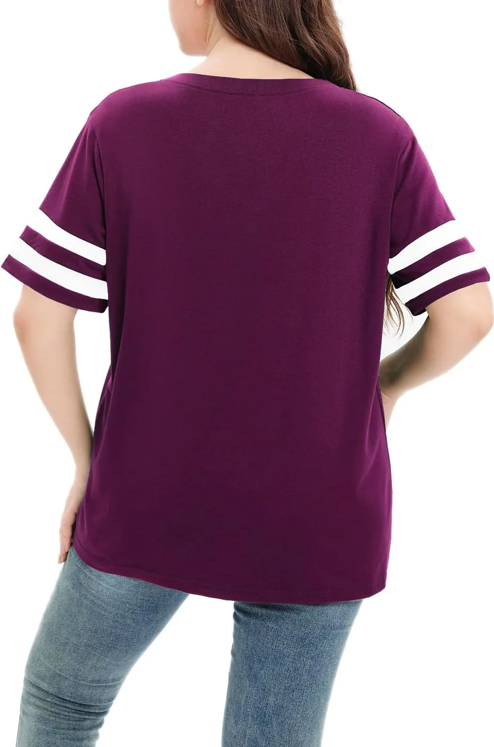 Womens Plus Size Tops Summer Short Sleeve Casual Loose Tunic V Neck Tee T Shirts 1X-5X