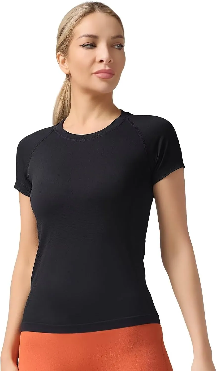Women's Quick Dry Short Sleeve T-Shirts  Athletic Running, Workout, Yoga Tops, Seamless Sports Shirt,Slim Fit Tees