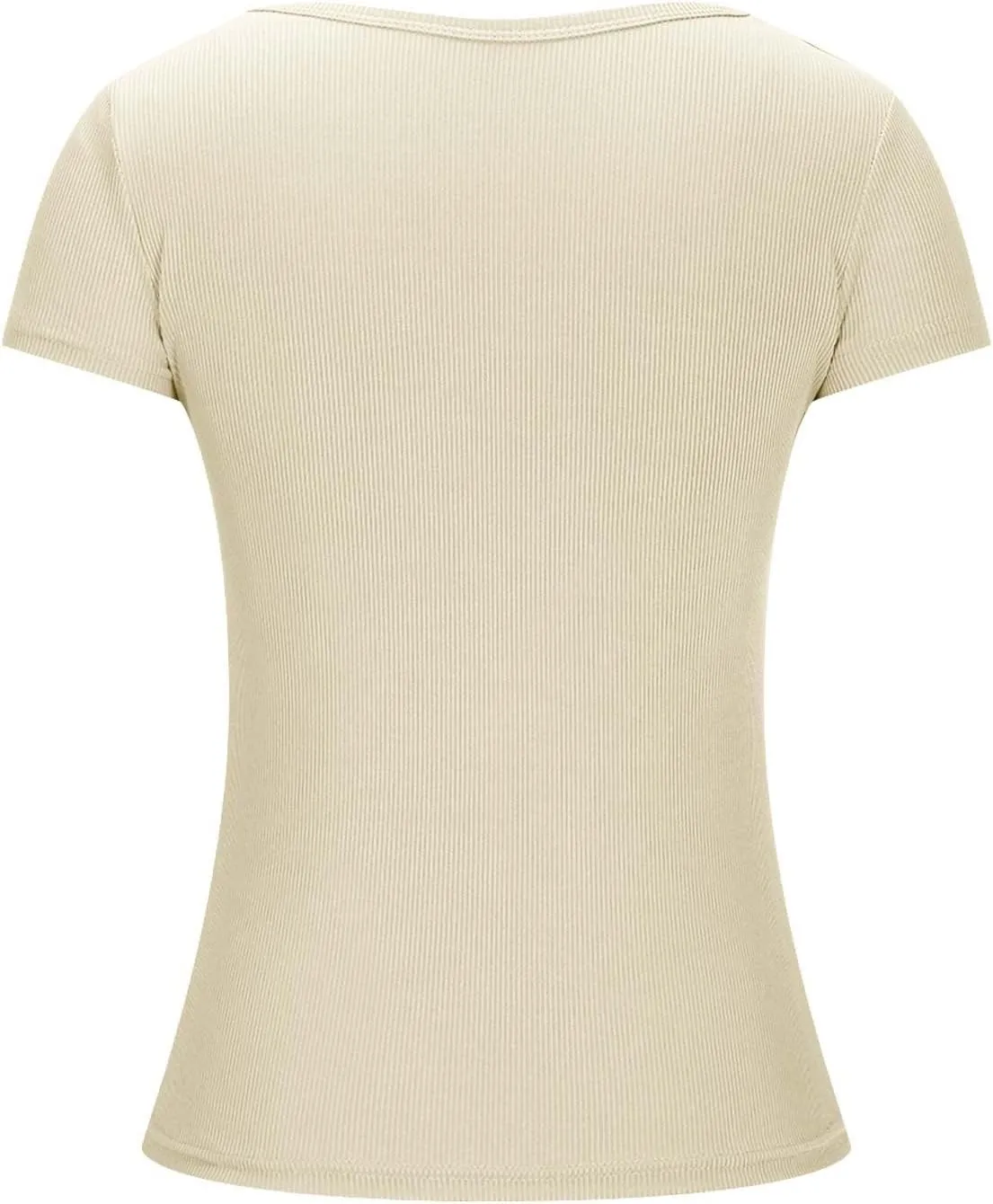 Womens Short Sleeve T Shirts Slim Fit Crop Scoop Neck Tunic Casual Trendy Business Work Basic Tees Summer Tops