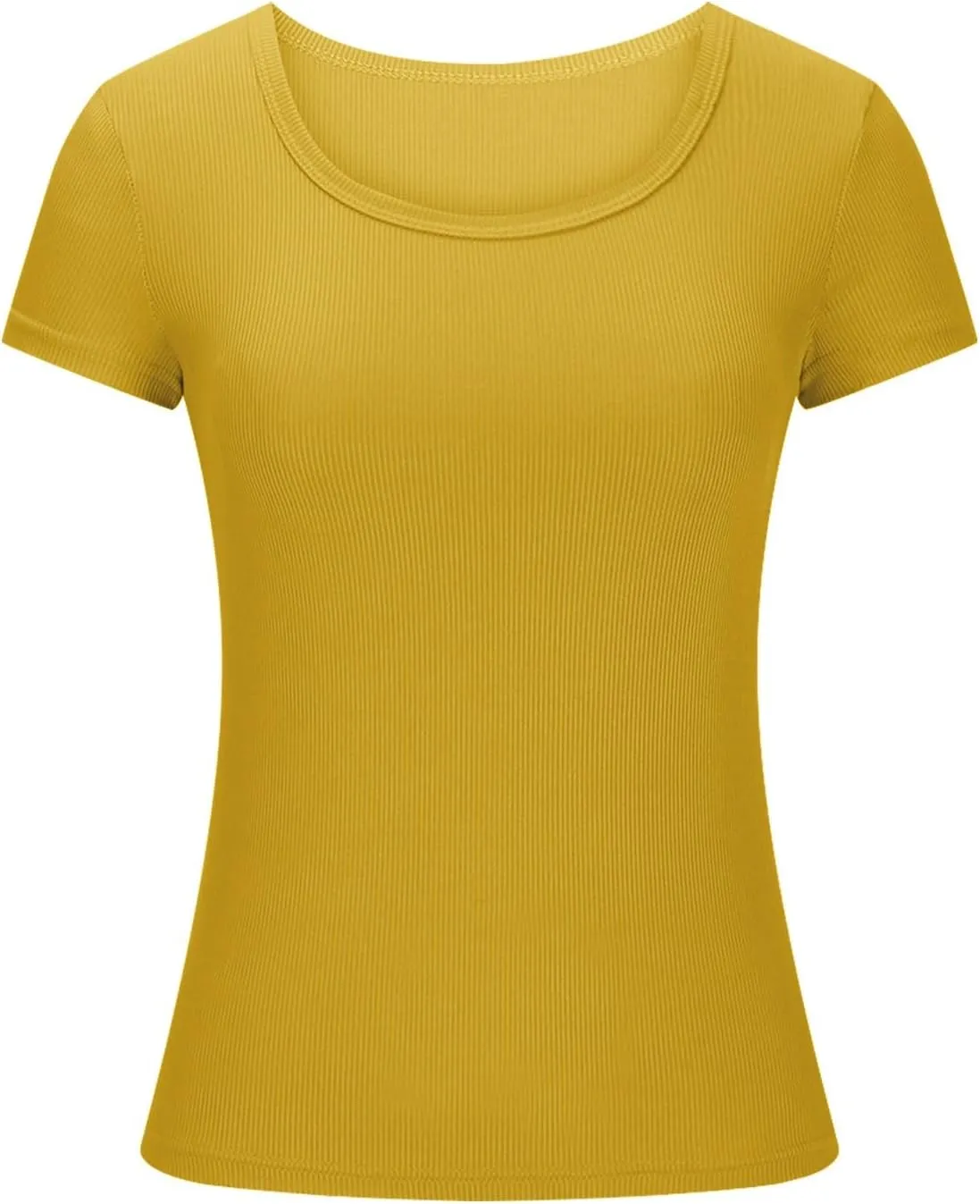 Womens Short Sleeve T Shirts Slim Fit Crop Scoop Neck Tunic Casual Trendy Business Work Basic Tees Summer Tops