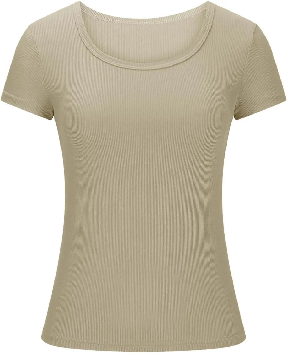 Womens Short Sleeve T Shirts Slim Fit Crop Scoop Neck Tunic Casual Trendy Business Work Basic Tees Summer Tops