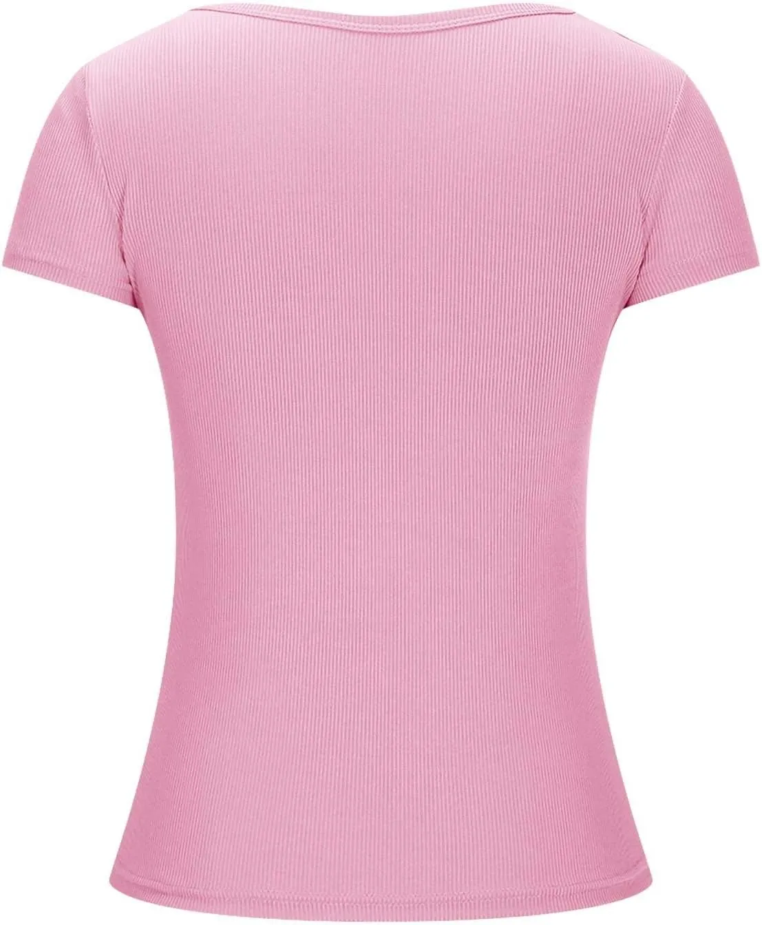 Womens Short Sleeve T Shirts Slim Fit Crop Scoop Neck Tunic Casual Trendy Business Work Basic Tees Summer Tops