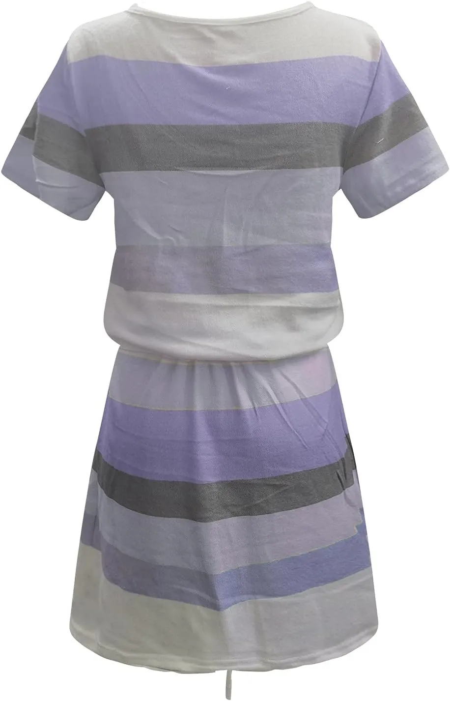 Women's Summer Casual Tank Dress Round-Neck Short Sleeve T-Shirts Dress Bandage Color Block Stripes Loose Sundresses