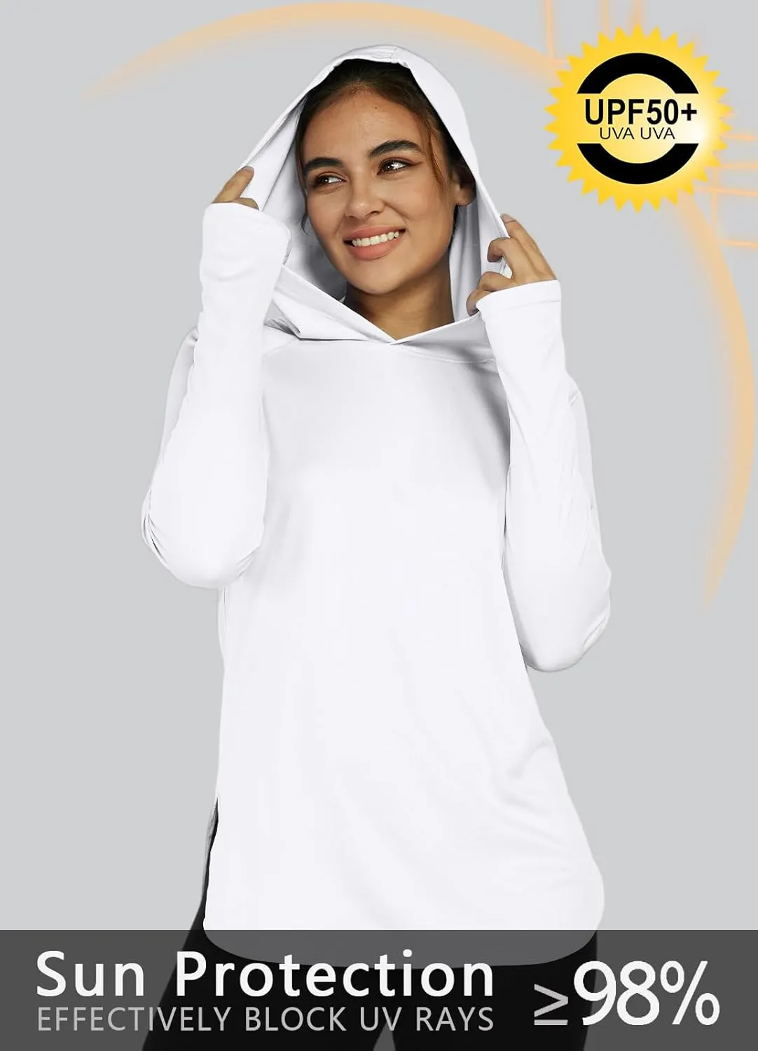 Women's Sun Protection Shirt UPF 50  Long Sleeve Hoodie UV SPF T-Shirts Rash Guard Hiking Quick Dry Lightweight