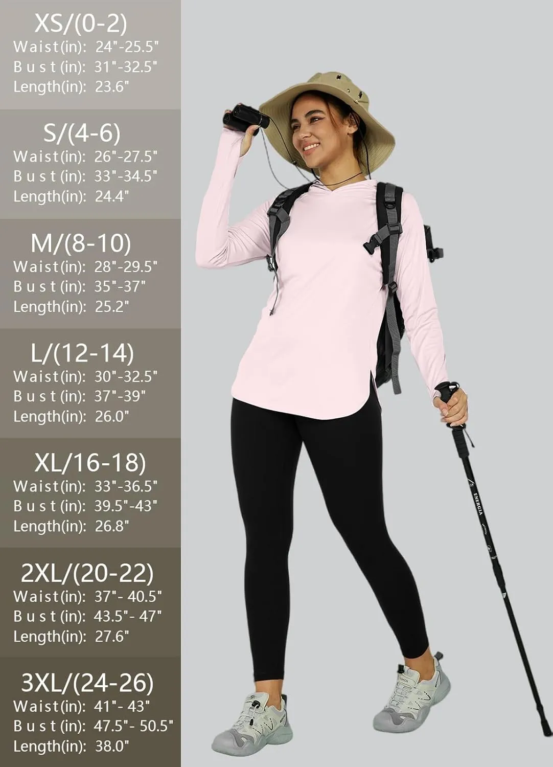 Women's Sun Protection Shirt UPF 50  Long Sleeve Hoodie UV SPF T-Shirts Rash Guard Hiking Quick Dry Lightweight