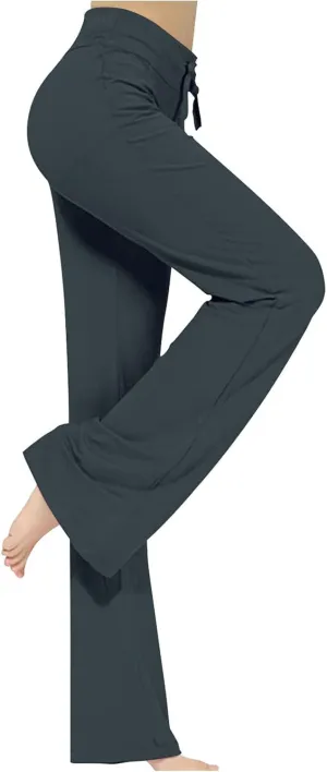 Women's Wide Leg Yoga Pants High Waist Drawstring Tummy Control Trousers Comfy Lounge Flare Pant Workout Leggings