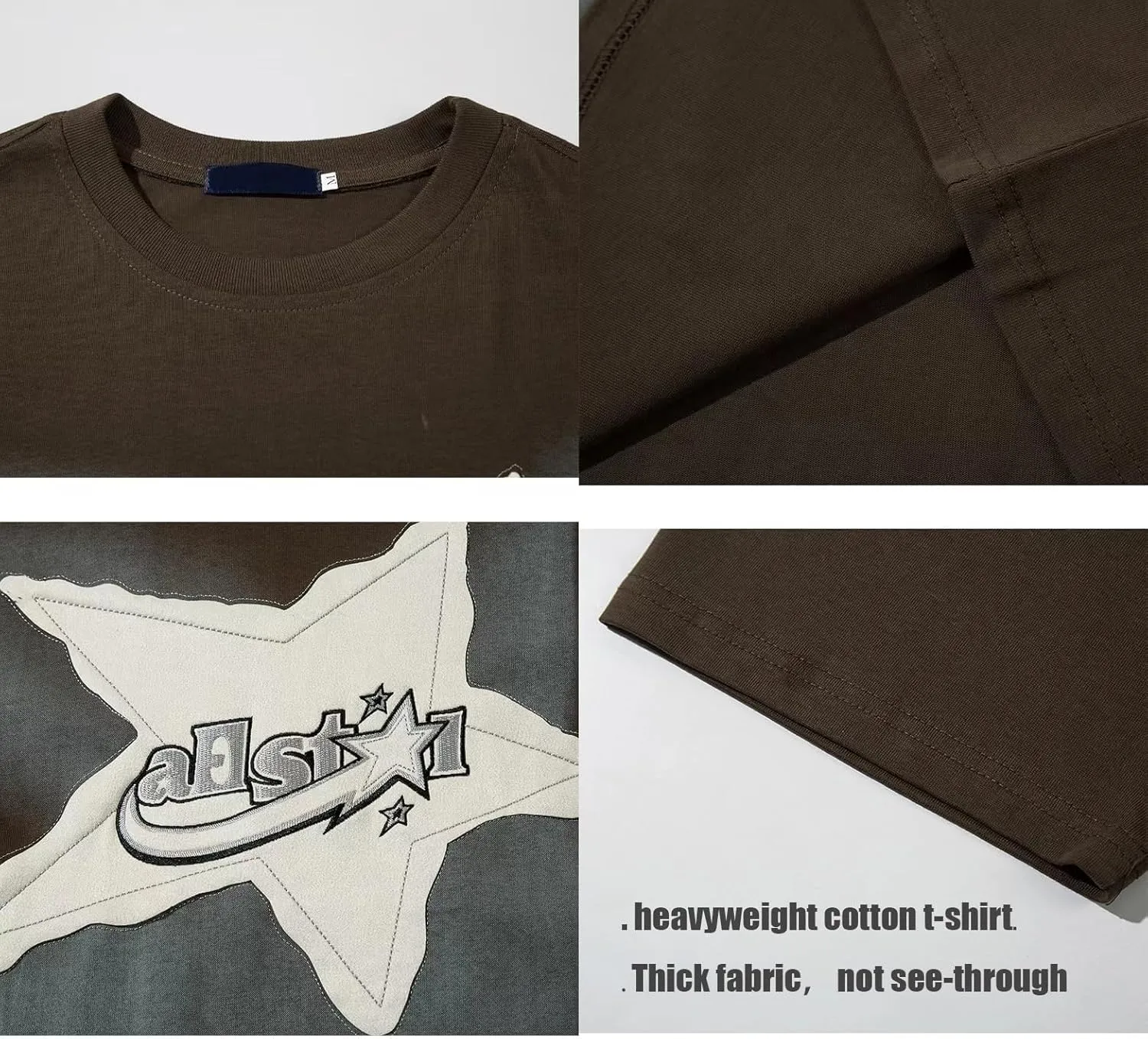 Y2K Shirts Oversized Tshirt for Men Graphic Tee Streetwear Thick Cotton Top